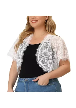 Agnes Orinda Plus Size Sheer Shrug for Women, Open Front Cardigan Lightweight Floral Lace Shrugs -Agnes Orinda Store Belk 1828