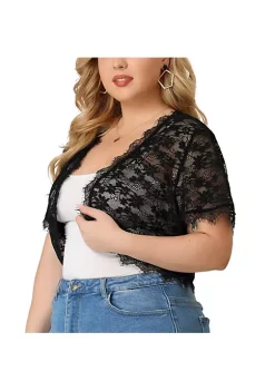 Agnes Orinda Plus Size Sheer Shrug for Women, Open Front Cardigan Lightweight Floral Lace Shrugs -Agnes Orinda Store Belk 1830