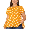 Agnes Orinda Women's Plus Size Polka Dots Short Sleeve Summer Peplum Top -Agnes Orinda Store Belk 1835