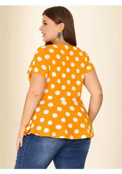 Agnes Orinda Women's Plus Size Polka Dots Short Sleeve Summer Peplum Top -Agnes Orinda Store Belk 1838