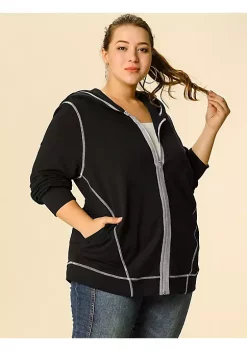Agnes Orinda Women's Plus Size Hoodie Zip Front Long Sleeve with Pockets Casual Hoodies Jackets -Agnes Orinda Store Belk 1858