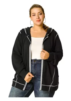 Agnes Orinda Women's Plus Size Hoodie Zip Front Long Sleeve with Pockets Casual Hoodies Jackets -Agnes Orinda Store Belk 1860