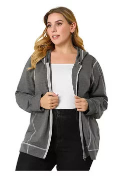 Agnes Orinda Women's Plus Size Hoodie Zip Front Long Sleeve with Pockets Casual Hoodies Jackets -Agnes Orinda Store Belk 1861