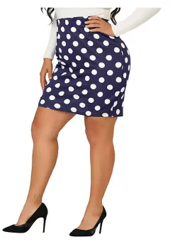Agnes Orinda Women's Plus Size Spring Elegant Polka dots Elastic Waist Pencil Mini Skirt