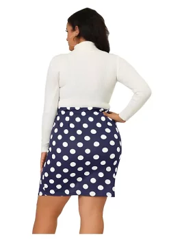 Agnes Orinda Women's Plus Size Spring Elegant Polka dots Elastic Waist Pencil Mini Skirt -Agnes Orinda Store Belk 1867