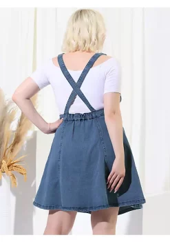 Agnes Orinda Women's Plus Size Suspender Jeans Adjustable Strap A-Line Denim Overall Dress -Agnes Orinda Store Belk 187