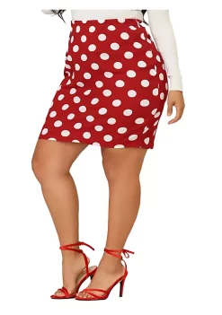 Agnes Orinda Women's Plus Size Spring Elegant Polka dots Elastic Waist Pencil Mini Skirt -Agnes Orinda Store Belk 1870