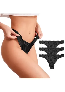 Agnes Orinda Women's Satin Soft Mid-Rise Ruffle Hipster Thong Underwear -Agnes Orinda Store Belk 1876