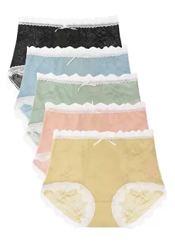 Agnes Orinda Women's 5-Packs Cute Lace Trim Mid-Rise Brief Stretchy Cheeky Underwear -Agnes Orinda Store Belk 1884