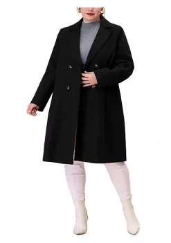 Agnes Orinda Plus Size Long Coats for Women Notched Lapel Winter Double Breasted Coat Christmas -Agnes Orinda Store Belk 19