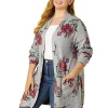Agnes Orinda Women's Plus Size Long Sleeve Lightweight Knit Floral Cardigan Sweater Outwear -Agnes Orinda Store Belk 1906