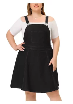 Agnes Orinda Women's Plus Size Suspender Jeans Adjustable Strap A-Line Denim Overall Dress -Agnes Orinda Store Belk 191