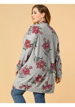 Agnes Orinda Women's Plus Size Long Sleeve Lightweight Knit Floral Cardigan Sweater Outwear -Agnes Orinda Store Belk 1910