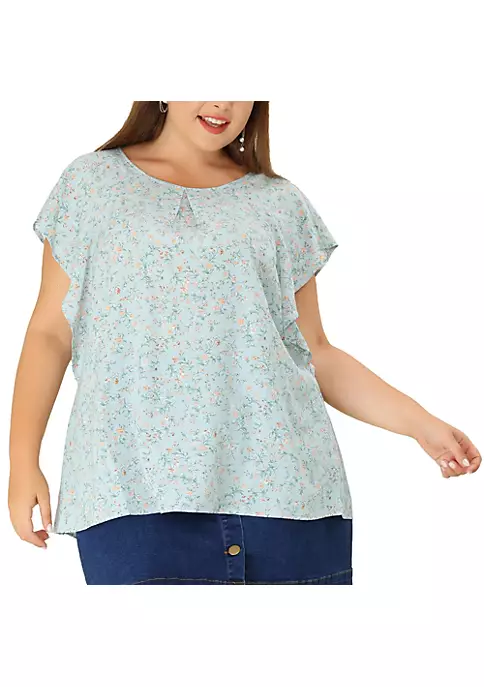 Agnes Orinda Plus Size Top for Women Ruffle Sleeve Polka Dots Floral Chiffon Blouse Work Tops 3 Agnes Orinda Plus Size Top for Women Ruffle Sleeve Polka Dots Floral Chiffon Blouse Work Tops