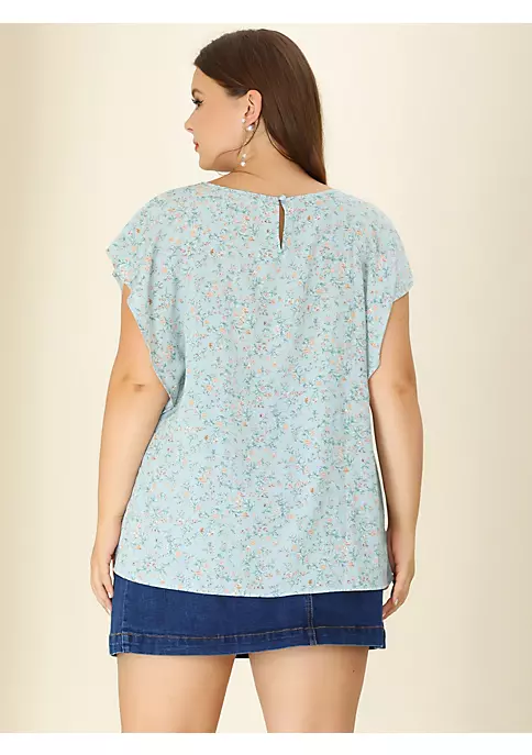 Agnes Orinda Plus Size Top for Women Ruffle Sleeve Polka Dots Floral Chiffon Blouse Work Tops 6 Agnes Orinda Plus Size Top for Women Ruffle Sleeve Polka Dots Floral Chiffon Blouse Work Tops - Image 4