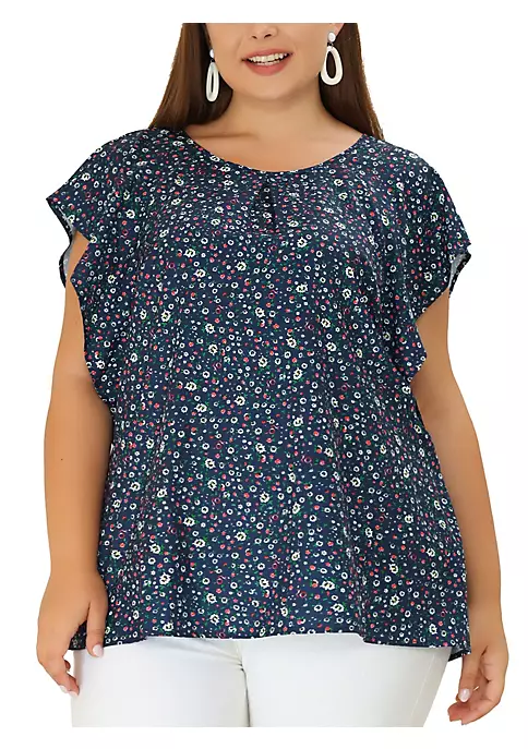 Agnes Orinda Plus Size Top for Women Ruffle Sleeve Polka Dots Floral Chiffon Blouse Work Tops 8 Agnes Orinda Plus Size Top for Women Ruffle Sleeve Polka Dots Floral Chiffon Blouse Work Tops - Image 6