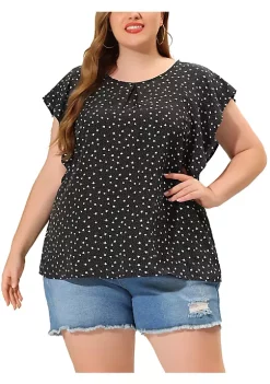 Agnes Orinda Plus Size Top for Women Ruffle Sleeve Polka Dots Floral Chiffon Blouse Work Tops 18 Agnes Orinda Plus Size Top for Women Ruffle Sleeve Polka Dots Floral Chiffon Blouse Work Tops -Agnes Orinda Store Belk 1943