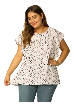 Agnes Orinda Plus Size Top for Women Ruffle Sleeve Polka Dots Floral Chiffon Blouse Work Tops 21 Agnes Orinda Plus Size Top for Women Ruffle Sleeve Polka Dots Floral Chiffon Blouse Work Tops -Agnes Orinda Store Belk 1946