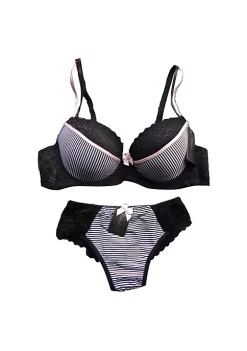 Agnes Orinda Women's Underwire Push-Up Lace Trim Strip Bra and Thong Set -Agnes Orinda Store Belk 1968