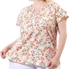 Agnes Orinda Plus Size Blouse for Women Layered Sleeve V Neck Floral Print Top Blouses -Agnes Orinda Store Belk 1983