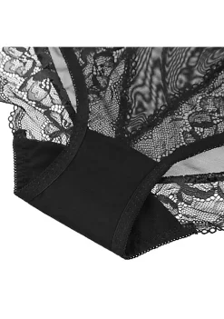 Agnes Orinda Women's Sheer Lace Trim High Rise Solid Brief Stretchy Underwear -Agnes Orinda Store Belk 1995