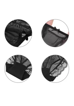 Agnes Orinda Women's Sheer Lace Trim High Rise Solid Brief Stretchy Underwear -Agnes Orinda Store Belk 1996