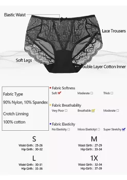 Agnes Orinda Women's Sheer Lace Trim High Rise Solid Brief Stretchy Underwear -Agnes Orinda Store Belk 1997