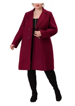 Agnes Orinda Plus Size Long Coats for Women Notched Lapel Winter Double Breasted Coat Christmas -Agnes Orinda Store Belk 20