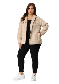 Agnes Orinda Plus Size Jackets for Women Long Sleeves Button Casual Corduroy Jacket -Agnes Orinda Store Belk 2014