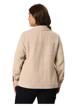 Agnes Orinda Plus Size Jackets for Women Long Sleeves Button Casual Corduroy Jacket -Agnes Orinda Store Belk 2016