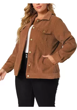 Agnes Orinda Plus Size Jackets for Women Long Sleeves Button Casual Corduroy Jacket -Agnes Orinda Store Belk 2017