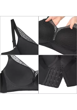 Agnes Orinda Women's Push-Up 4 Hooks Lace Trim Adjustable Straps Comfort Bra -Agnes Orinda Store Belk 2031
