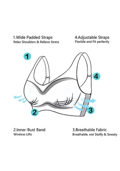 Agnes Orinda Women's Push-Up 4 Hooks Lace Trim Adjustable Straps Comfort Bra -Agnes Orinda Store Belk 2032