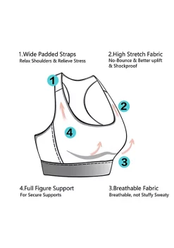 Agnes Orinda Women's Full Figure Wireless Comfort 3 Hooks Adjustable Straps Bra -Agnes Orinda Store Belk 2081