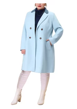 Agnes Orinda Plus Size Long Coats for Women Notched Lapel Winter Double Breasted Coat Christmas -Agnes Orinda Store Belk 21