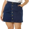 Agnes Orinda Women's Plus Size Spring Denim Button A Line Side Pocket Mini Skirt -Agnes Orinda Store Belk 2118