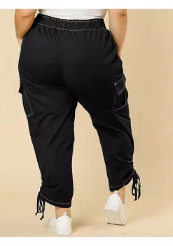 Agnes Orinda Women's Plus Size Drawstring Elastic Waist Cargo Pants with Pocket -Agnes Orinda Store Belk 2154