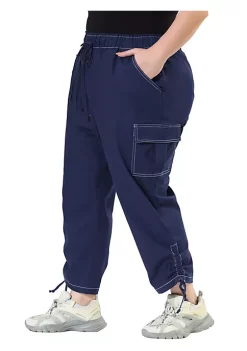 Agnes Orinda Women's Plus Size Drawstring Elastic Waist Cargo Pants with Pocket -Agnes Orinda Store Belk 2156
