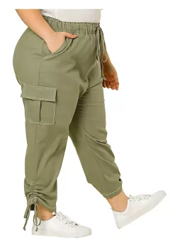 Agnes Orinda Women's Plus Size Drawstring Elastic Waist Cargo Pants with Pocket -Agnes Orinda Store Belk 2158