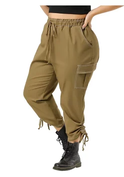 Agnes Orinda Women's Plus Size Drawstring Elastic Waist Cargo Pants with Pocket -Agnes Orinda Store Belk 2160