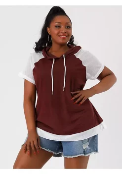 Agnes Orinda Women's Plus Size Hoodie Raglan Short Sleeves Sport Drawstring Hoodies Tops -Agnes Orinda Store Belk 2163