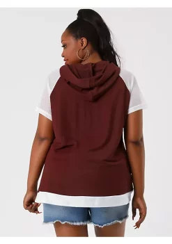 Agnes Orinda Women's Plus Size Hoodie Raglan Short Sleeves Sport Drawstring Hoodies Tops -Agnes Orinda Store Belk 2165