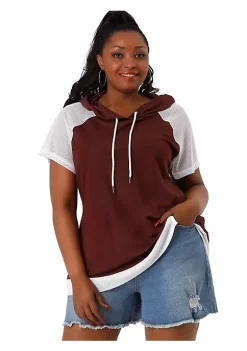 Agnes Orinda Women's Plus Size Hoodie Raglan Short Sleeves Sport Drawstring Hoodies Tops -Agnes Orinda Store Belk 2166