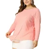 Agnes Orinda Women's Plus Size Cute Tops, Long Sleeves Asymmetrical Hem Swiss Dots Tshirts