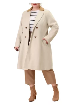 Agnes Orinda Plus Size Long Coats for Women Notched Lapel Winter Double Breasted Coat Christmas -Agnes Orinda Store Belk 22