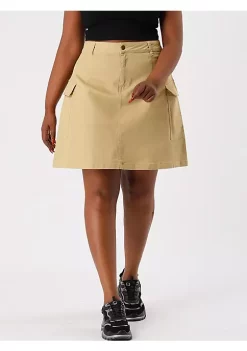 Agnes Orinda Women's Plus Size Jean Spring A Line Zipper Front Mini Skirt -Agnes Orinda Store Belk 2204