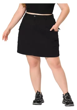 Agnes Orinda Women's Plus Size Jean Spring A Line Zipper Front Mini Skirt -Agnes Orinda Store Belk 2206