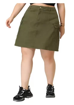 Agnes Orinda Women's Plus Size Jean Spring A Line Zipper Front Mini Skirt -Agnes Orinda Store Belk 2208
