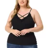 Agnes Orinda Plus Size Camisole for Women Contrast Lace Criss Cross V Neck Spaghetti StrapTop -Agnes Orinda Store Belk 2217