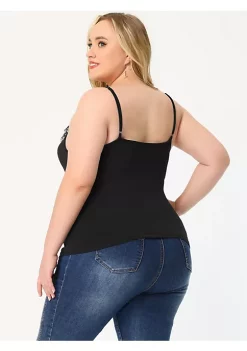 Agnes Orinda Plus Size Camisole for Women Contrast Lace Criss Cross V Neck Spaghetti StrapTop -Agnes Orinda Store Belk 2220